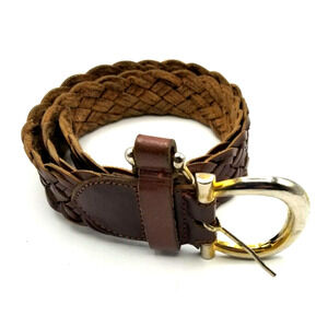 Men's Braided Leather Belt Brown 1.5" Small 30-32 The Leather Shop Style #5421